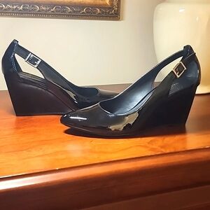 BCBGeneration Black Patent Wedge